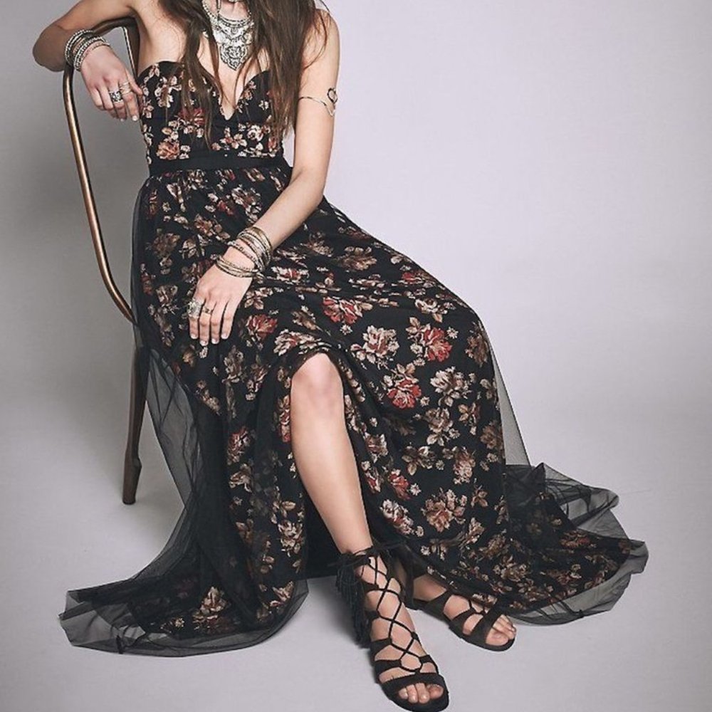 NWOT Free People Dare To Dream Strapless Floral Maxi Dress